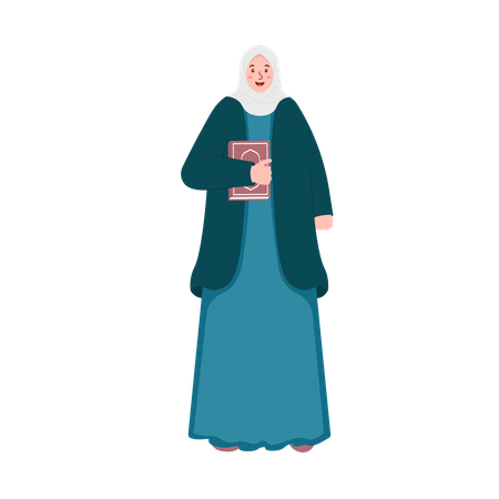 Muslim woman holding quran  Illustration