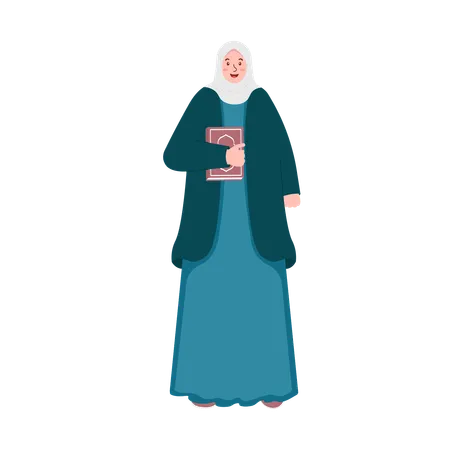 Muslim woman holding quran  Illustration