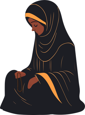 Muslim Woman Holding Tasbih  Illustration