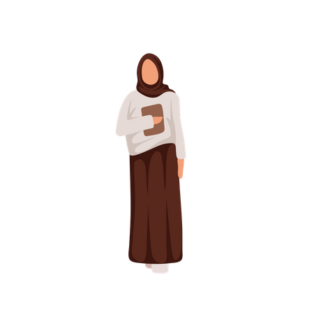 Best Premium Muslim Woman holing book Illustration download in PNG ...