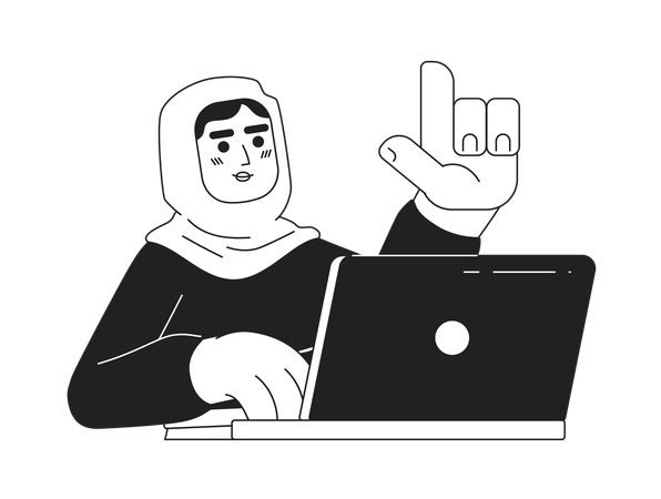 Muslim woman in hijab at work  Illustration