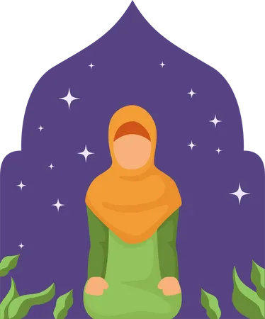 Muslim woman in praying position  Illustration