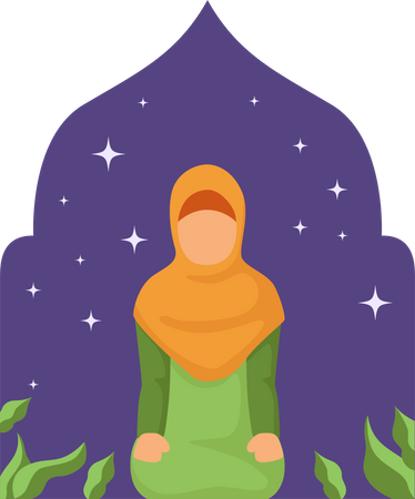 Muslim woman in praying position  Illustration