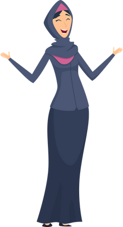 Muslim woman laughing Illustration