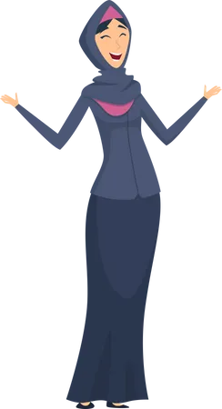 Muslim woman laughing Illustration