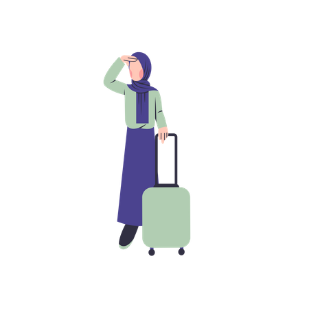 Muslim woman looking around Illustration