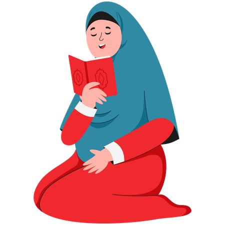 Muslim Woman Memorizes Makhraj Al-Quran  Illustration