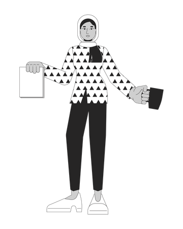 Muslim woman packing personal belongings  Illustration