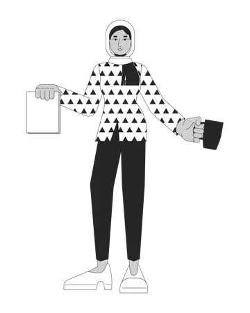 Muslim woman packing personal belongings  Illustration