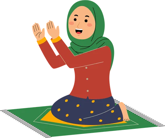 Muslim Woman Pray Illustration