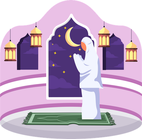 Muslim woman praying  Illustration