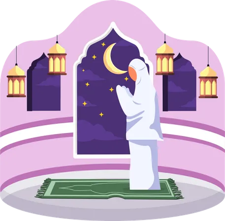 Muslim woman praying  Illustration