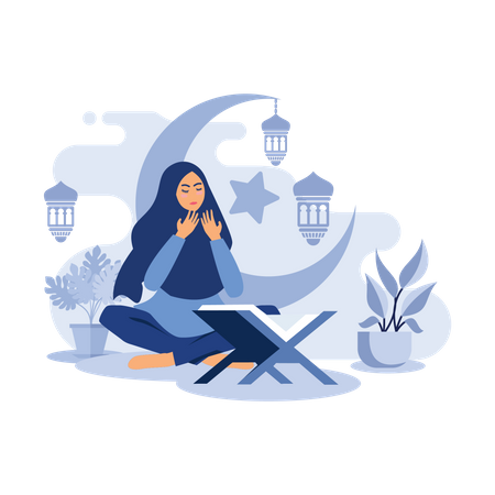 Muslim woman praying  Illustration