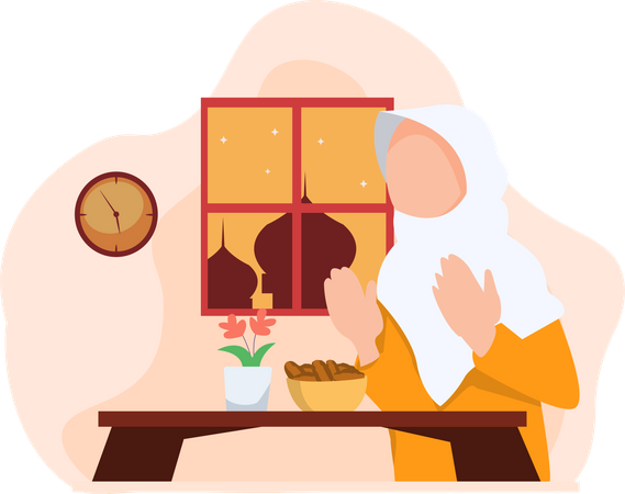 Muslim woman praying  Illustration