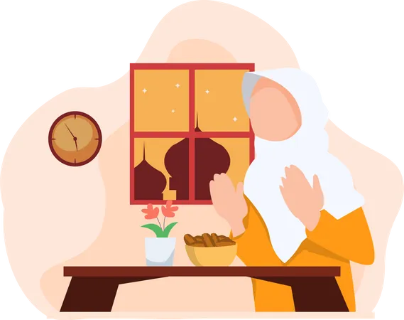 Muslim woman praying  Illustration