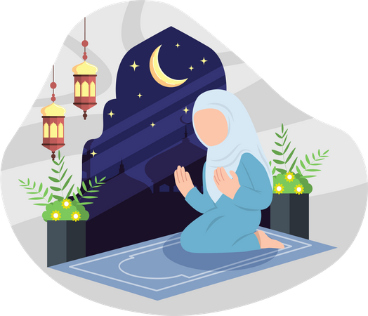 Muslim woman praying  Illustration