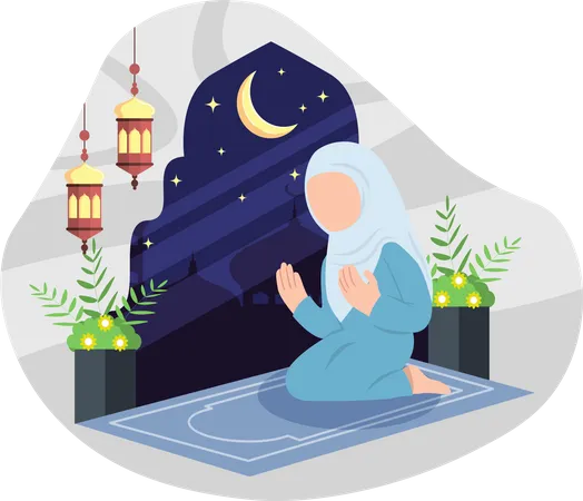 Muslim woman praying  Illustration