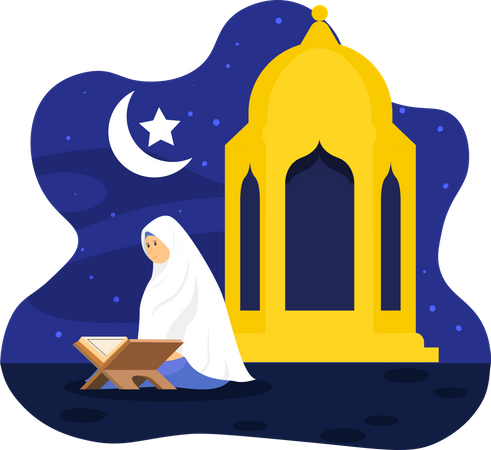 Muslim woman praying  Illustration