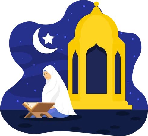 Muslim woman praying  Illustration