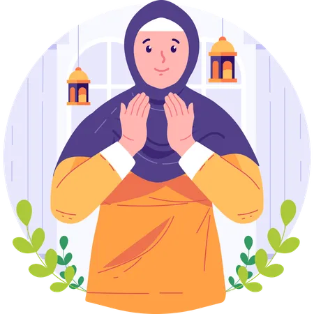 Muslim Woman Praying  Illustration