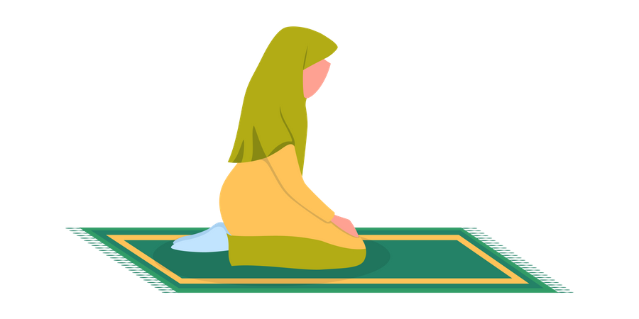 Muslim woman praying position  Illustration