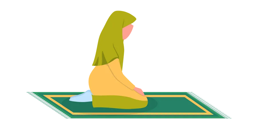 Muslim woman praying position  Illustration