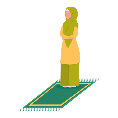 Muslim woman praying position  Illustration