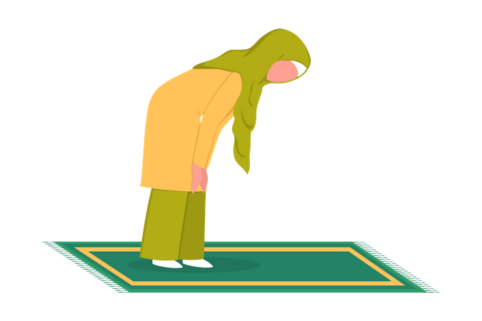 Muslim woman praying position  Illustration