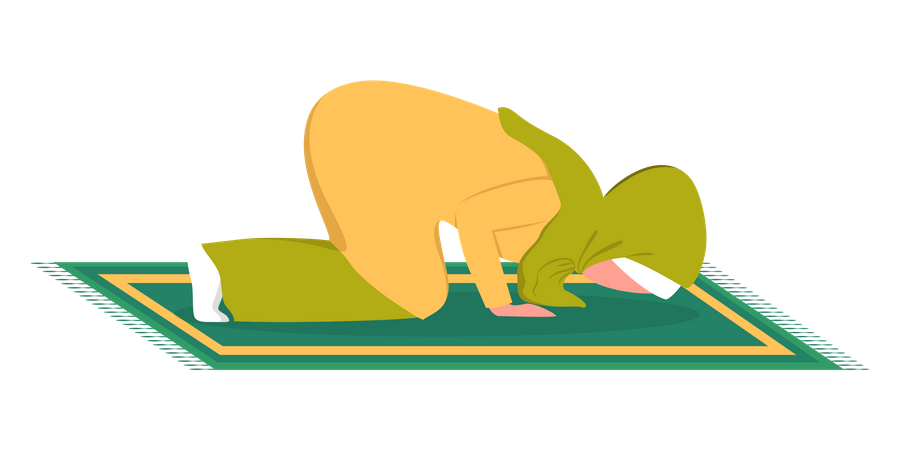 Muslim woman praying position  Illustration