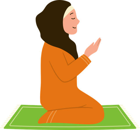 Muslim woman prays in mosque  Illustration