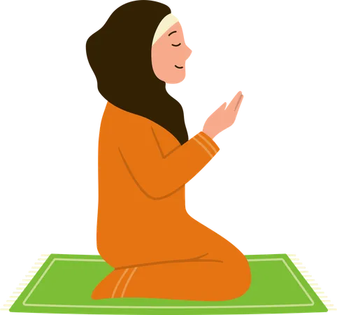 Muslim woman prays in mosque  Illustration