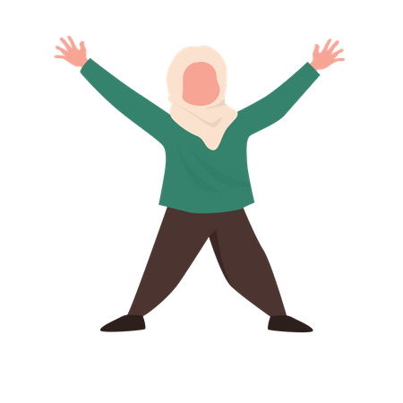 Muslim woman raising hands Illustration