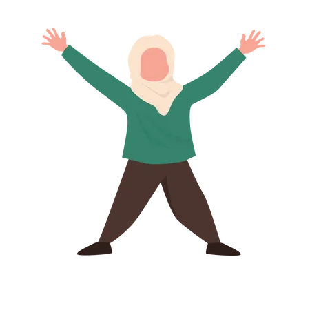 Muslim woman raising hands Illustration