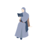 muslim girl reading book illustration free download