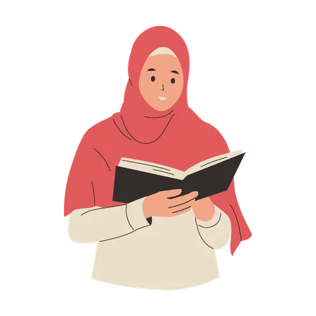 Muslim woman reading book  Illustration