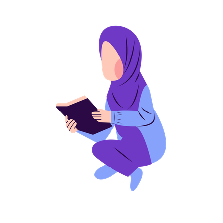 Muslim Woman Reading Book  Illustration