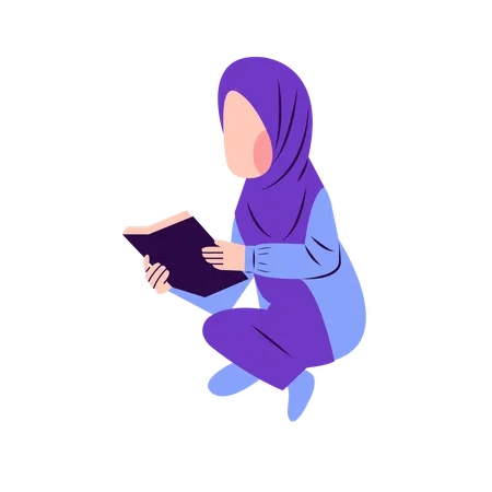 Muslim Woman Reading Book  Illustration