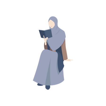 Muslim Woman reading book  Illustration