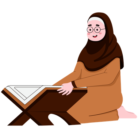 Muslim Woman Reading Koran  Illustration
