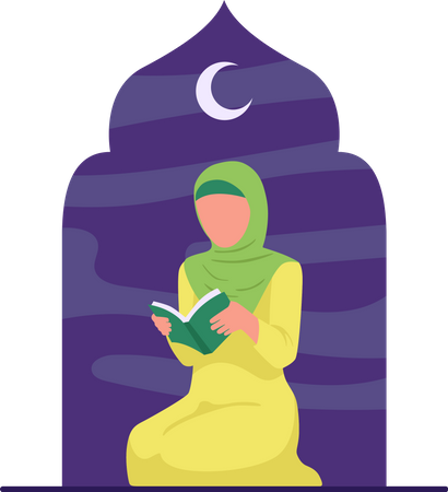 Muslim woman reading Quran  Illustration