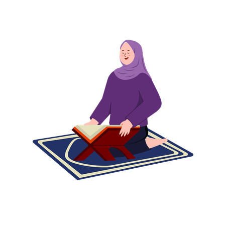 Muslim woman reading quran  Illustration