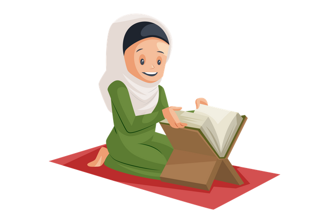 Muslim Woman reading quran  Illustration