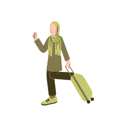 Muslim woman run late  Illustration