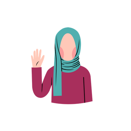 Muslim woman say hello Illustration