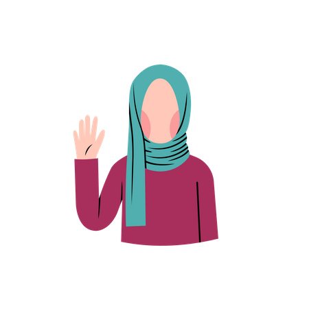 Muslim woman say hello  Illustration