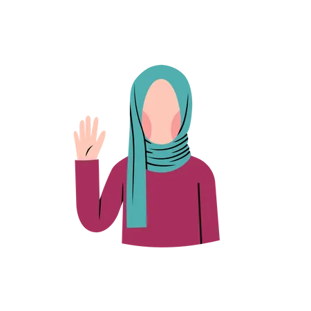 Muslim woman say hello  Illustration