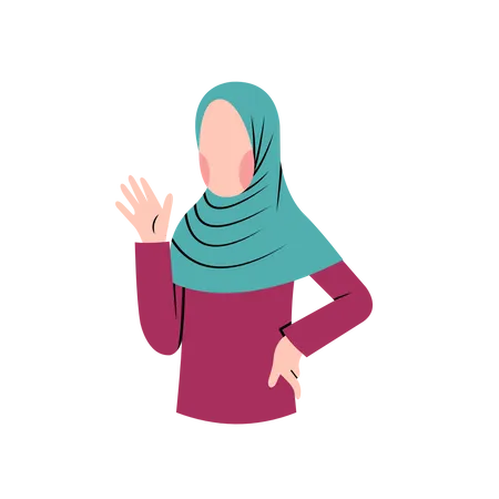 Muslim woman say hi Illustration