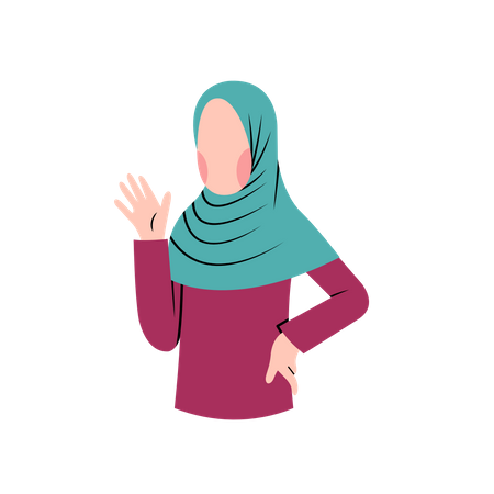 Muslim woman say hi  Illustration