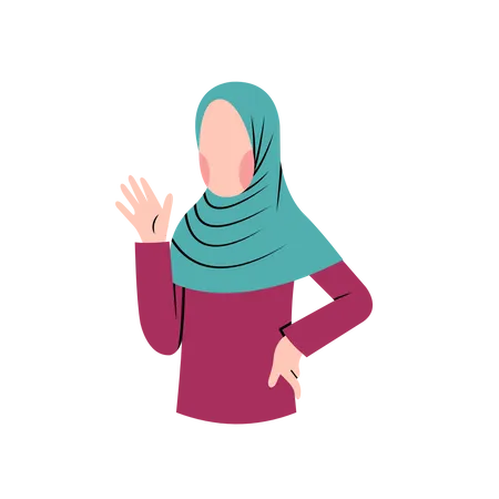 Muslim woman say hi  Illustration