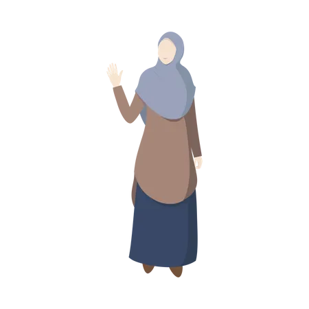 Muslim Woman saying hello  Illustration